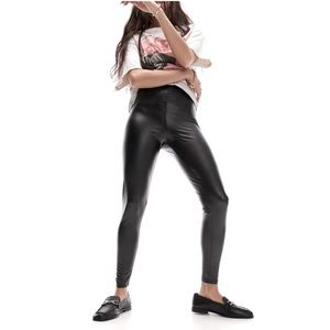 Topshop black fleece lined leather leggings